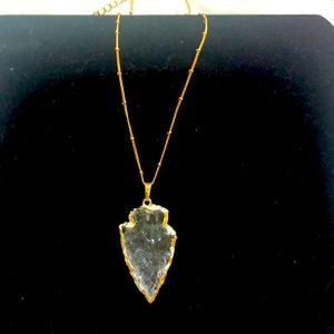 Clear Quartz Stone with Gold Plated Chain with 2 1/2” extender